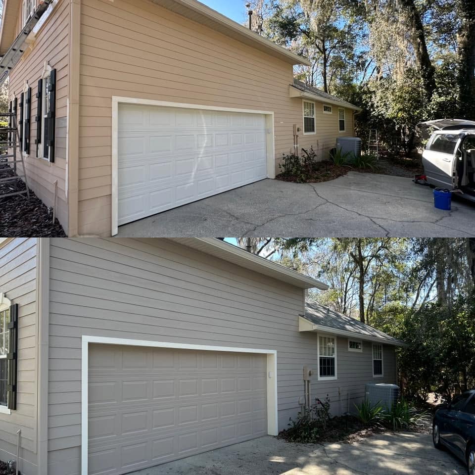 Garage and exterior repaint — before and after by Color Pros Painting