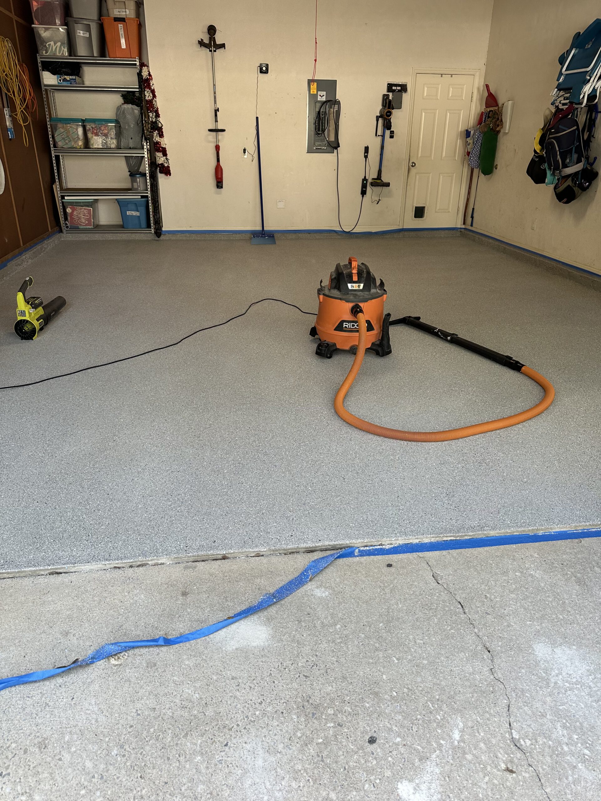 Step one — grinding the concrete by Color Pros Painting
